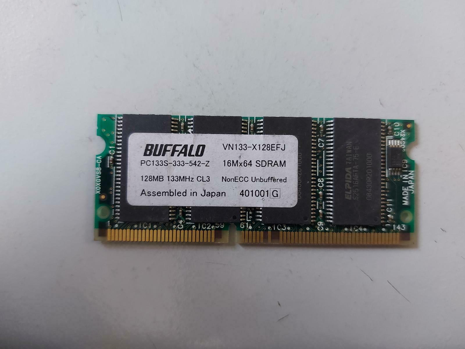 Buffalo 128MB PC133 nonECC Unbuffered CL3 SoDimm VN133-X128EFJ PC133S-333-542-Z
