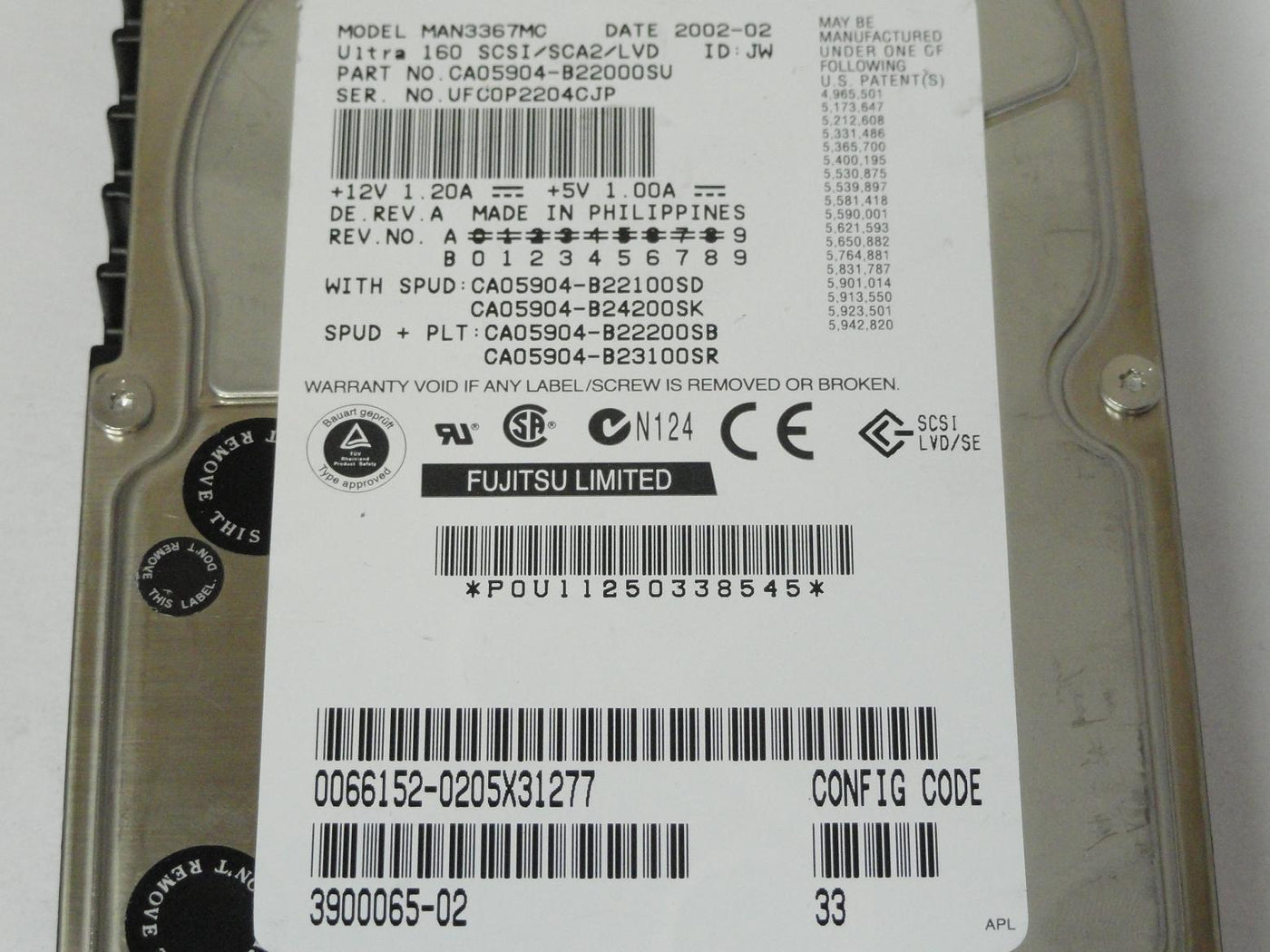 PR12082_CA05904-B22000SU_Fujitsu Sun 36GB SCSI 80Pin 10Krpm 3.5in HDD - Image3