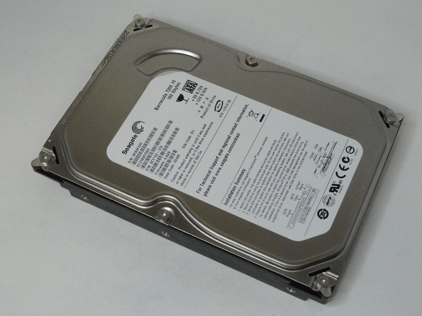 9CY132-310 - Seagate 160GB SATA 7200rpm 3.5in Barracuda 7200.10 HDD - USED