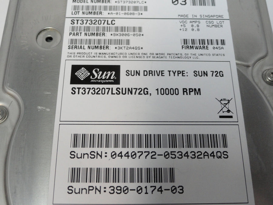 PR19199_9X3006-150_Seagate Sun 72GB SCSI 80 Pin 10Krpm 3.5in HDD - Image2