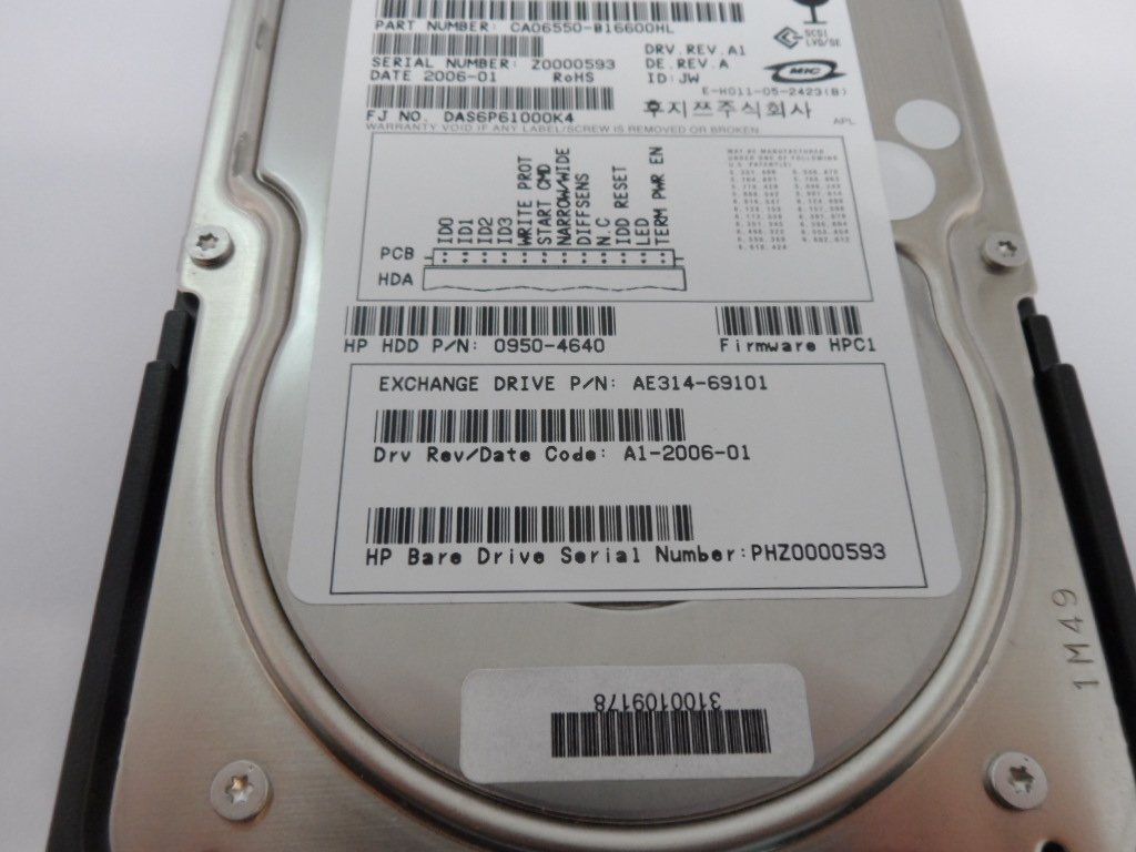 Fujitsu HP 73Gb SCSI 68 Pin 10Krpm 3.5in HDD ( CA06550-B16600HL MAW3073NP 0950-4640 AE314-69101 ) REF