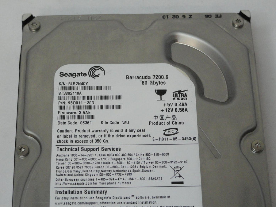 Seagate 80GB IDE 7200rpm 3.5'' HDD ( 9BD011-304 ST3802110A ) REF