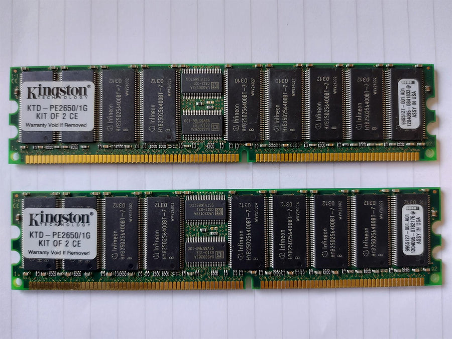 Kingston Technology 1GB Kit (2 X 512MB) DDR-266MHz PC2100 ECC Registered CL2.5 184-Pin DIMM 2.5V Memory (KTD-PE2650/1G 9965127-001)