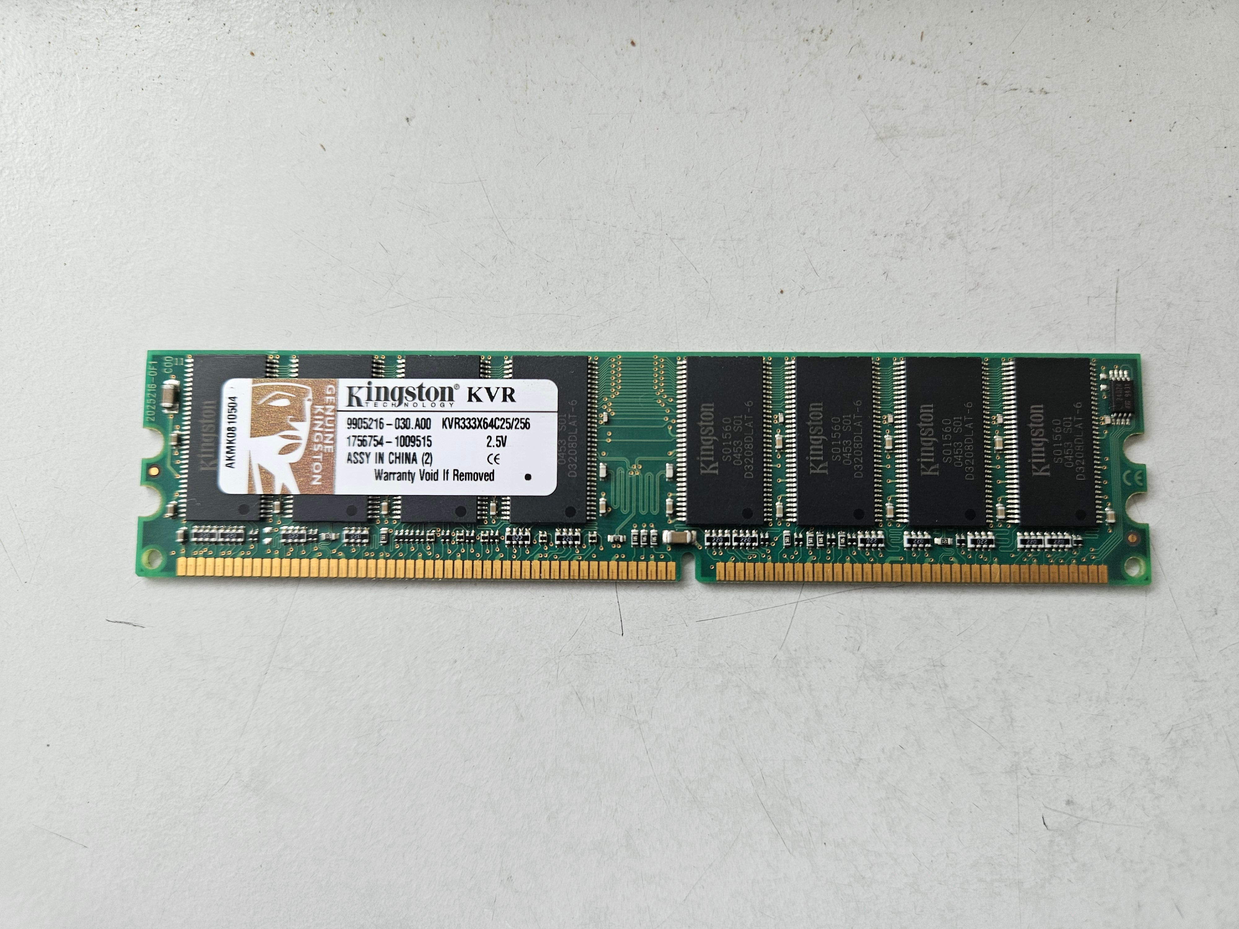 Kingston 256MB PC2700 DDR-333MHz CL2.5 184-Pin DIMM ( KVR333X64C25/256 ) REF