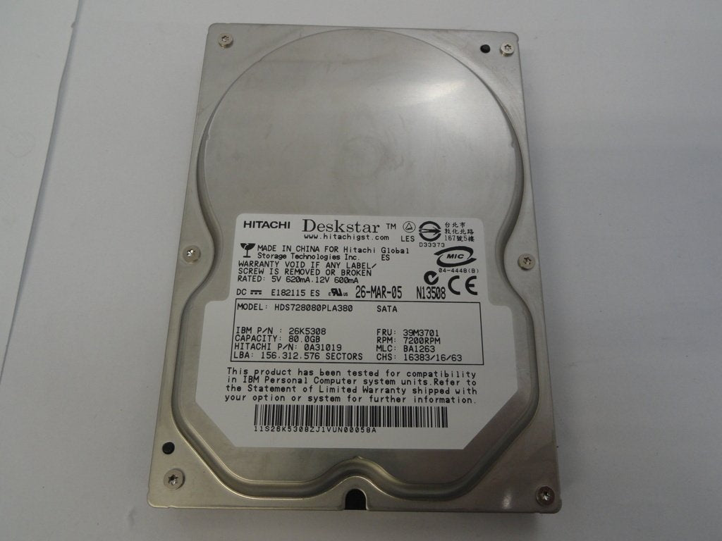 PR11916_0A31019_Hitachi IBM 80GB SATA 7200rpm 3.5in HDD - Image2