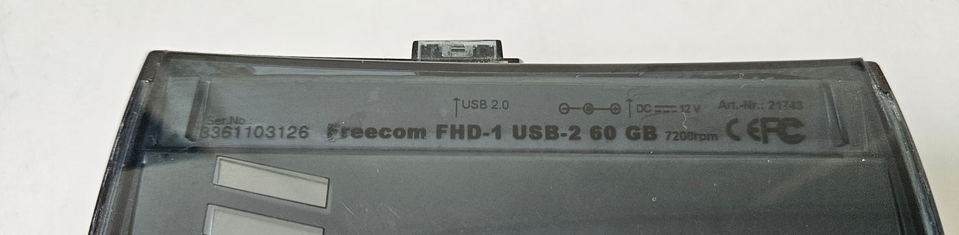 Freecom External USB IDE HDD - Hitachi IC35l060AVV207 61.4GB Wiped - NO AC Adapter ( FHD-1 USB 2 60GB ) USED