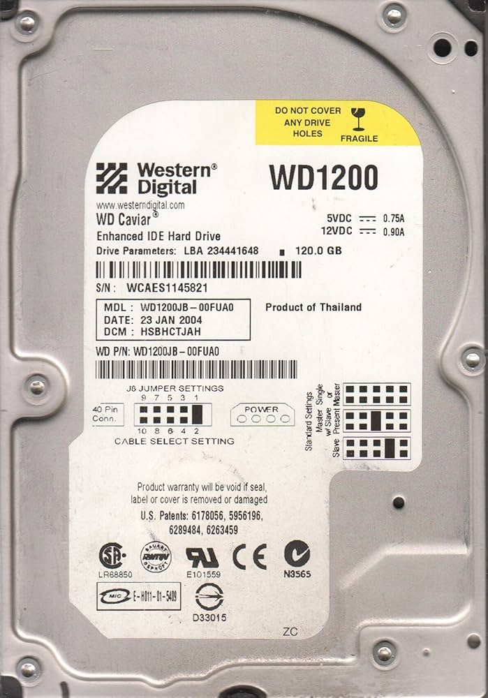 Western Digital 120GB 3.5" IDE Hard Drive ( WD1200JB-00FUA0 ) REF