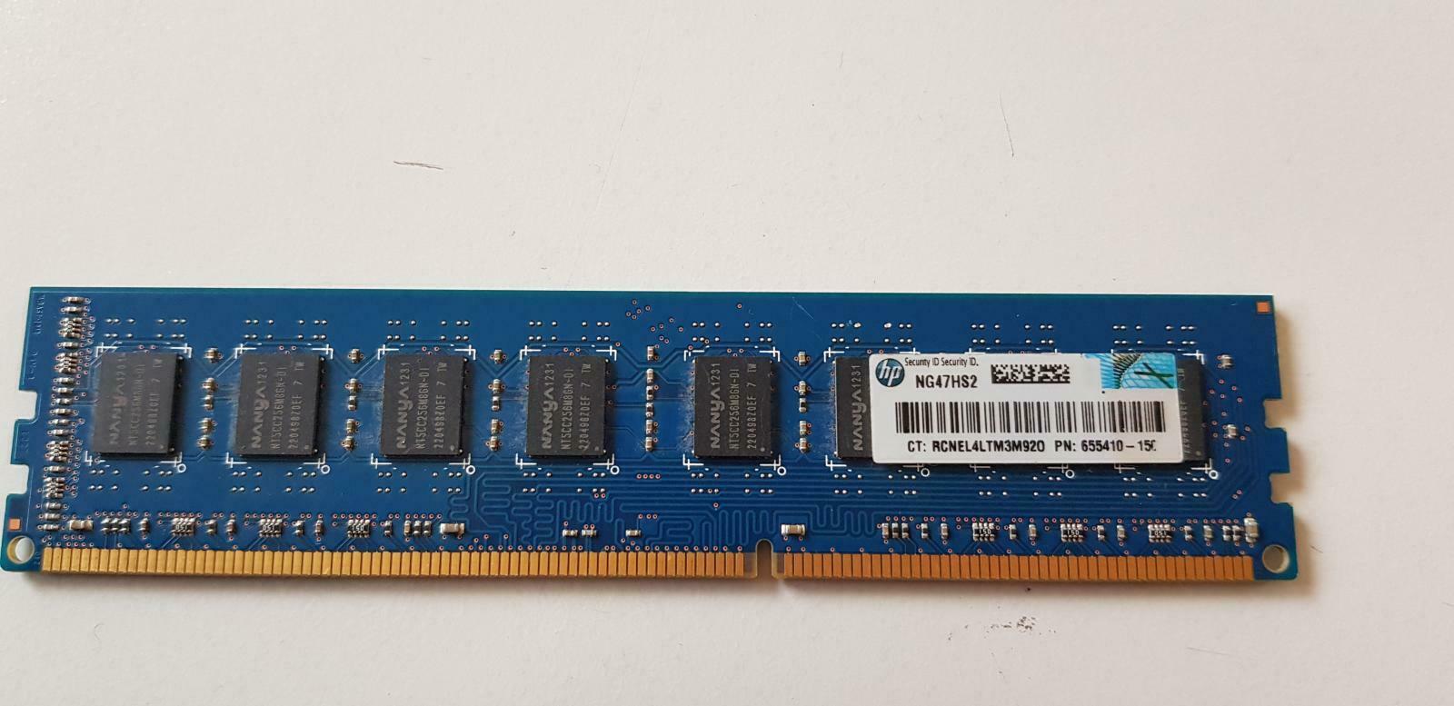 Nanya/HP 4GB 2Rx8 PC3-12800U 1600MHz non-ECC Unbuffered CL11 240-Pin DIMM ( NT4GC64B8HG0NF-DI 655410-150 ) REF