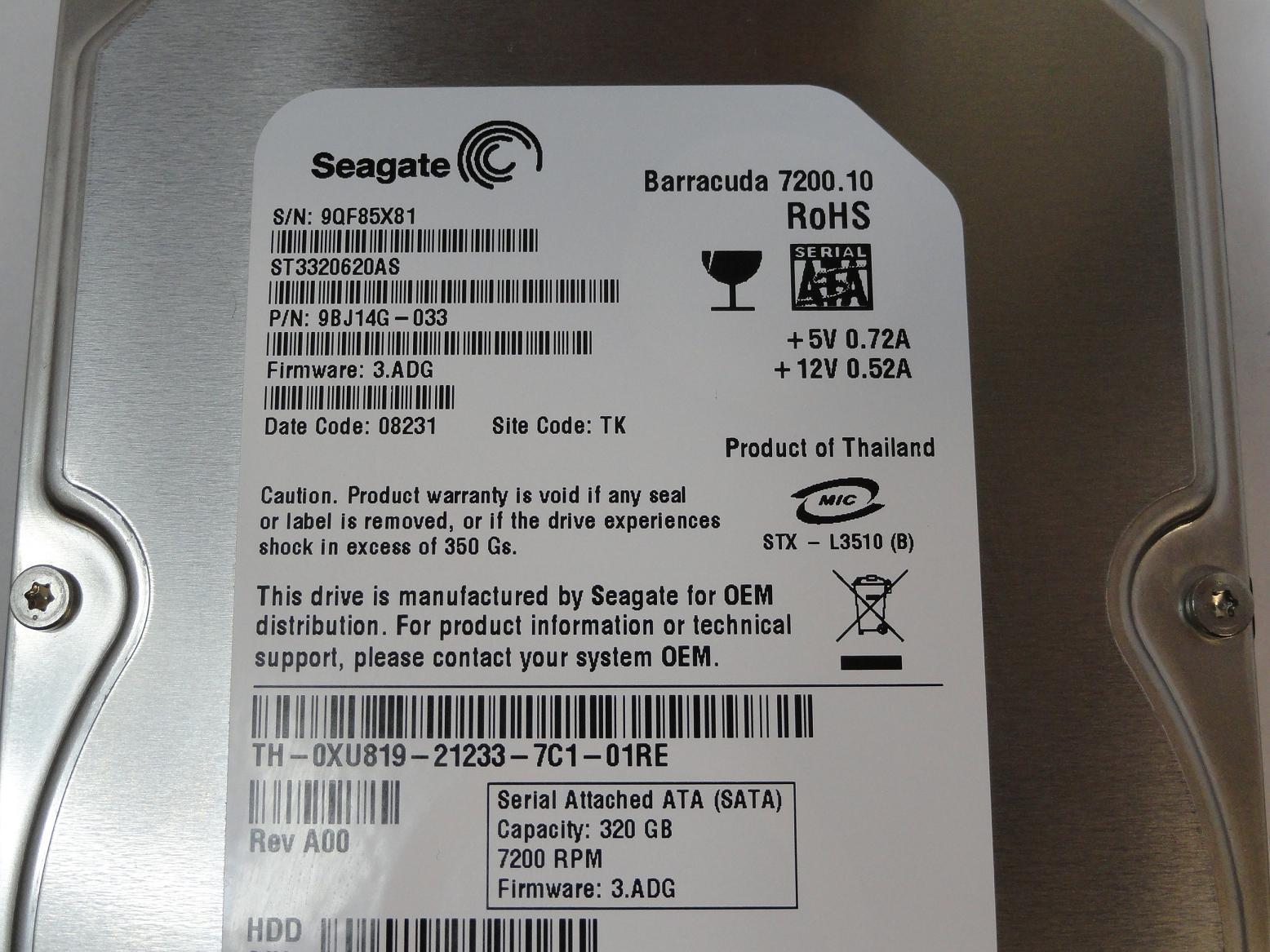 PR24153_9BJ14G-033_Seagate Dell 320GB SATA 7200rpm 3.5in HDD - Image3