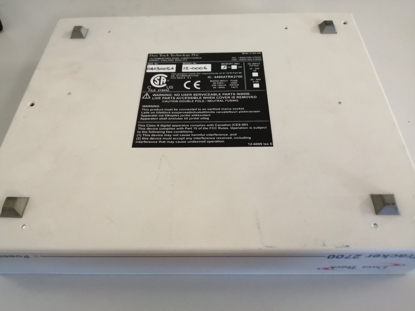 Data Track Tracker 2700 Security Router ( Tracker 2700 12-0006    Data Tracker )