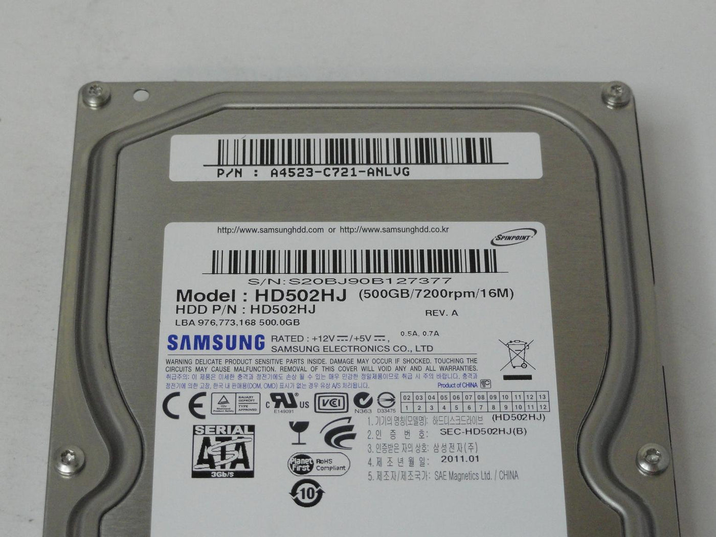 PR24151_HD501LJ_Samsung 500GB SATA 7200rpm 3.5in HDD - Image3