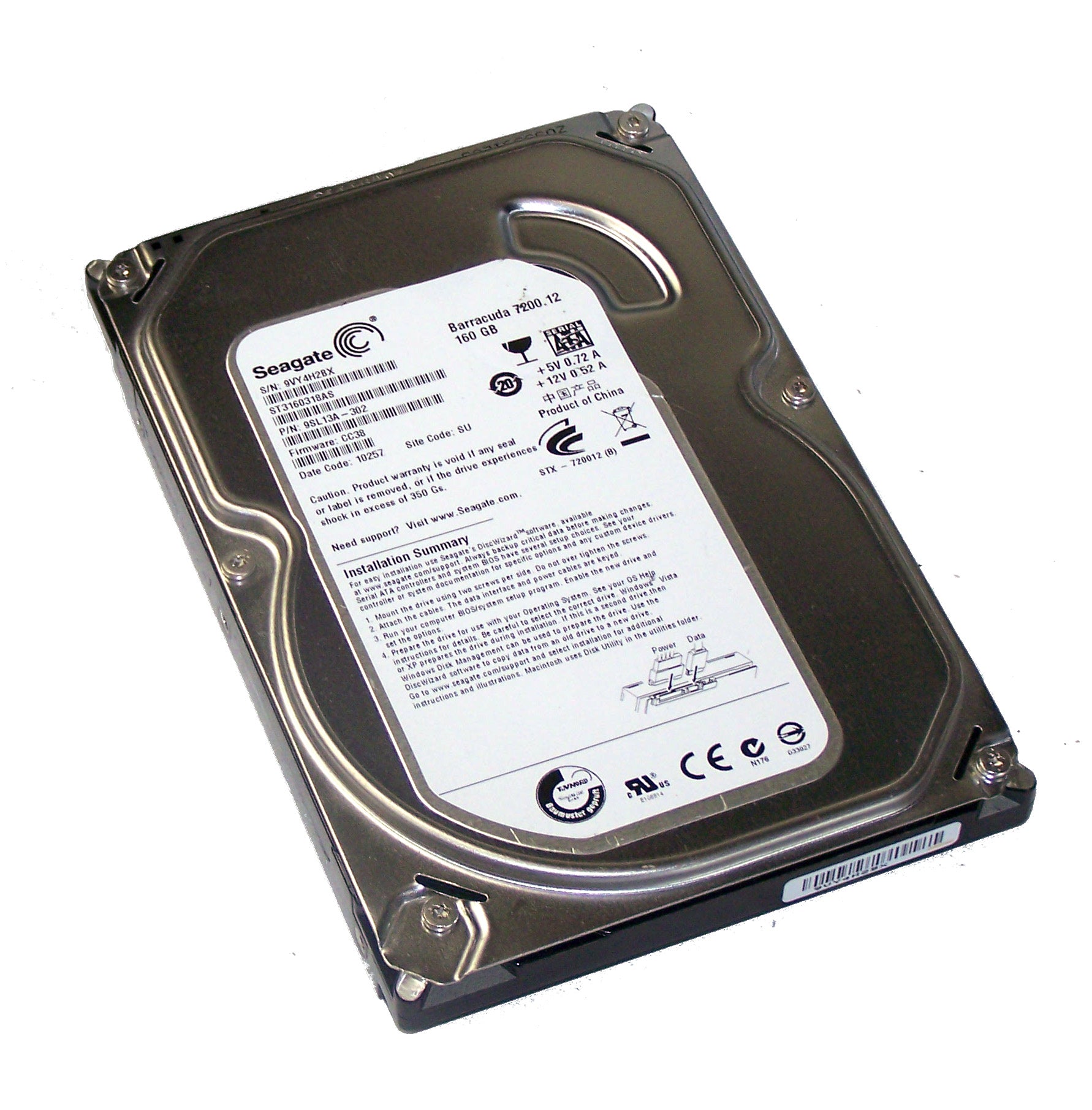 Seagate 160Gb SATA 7200rpm 3.5in HDD ( ST3160318AS 9SL13A-021 ) REF
