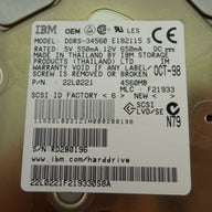 22L0221 - IBM 4.3GB SCSI 68 pin 7200rpm 3.5" HDD - ASIS