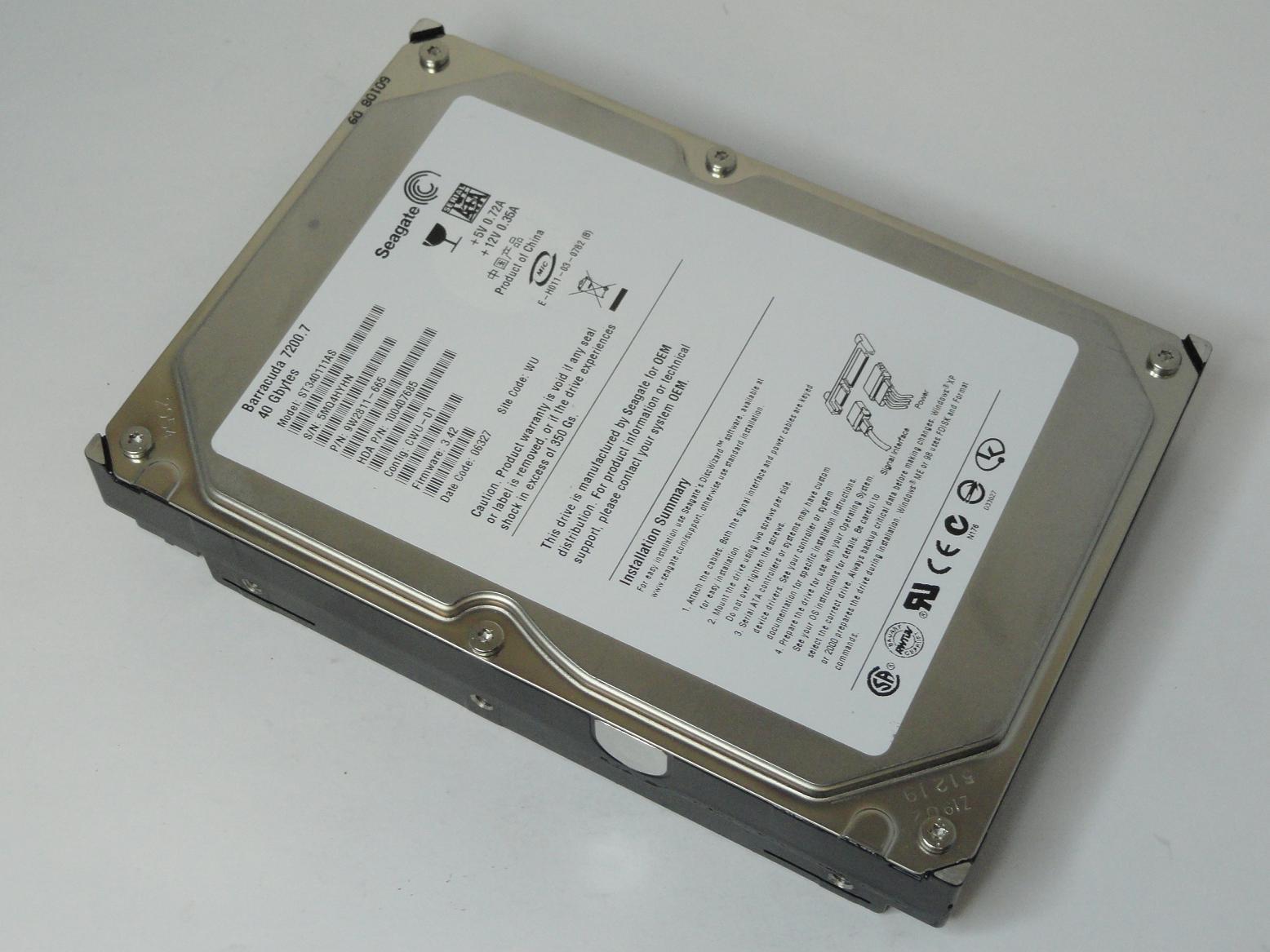 9W2811-665 - Seagate 40GB SATA 7200rpm 3.5in Barracuda 7200.7 HDD - USED