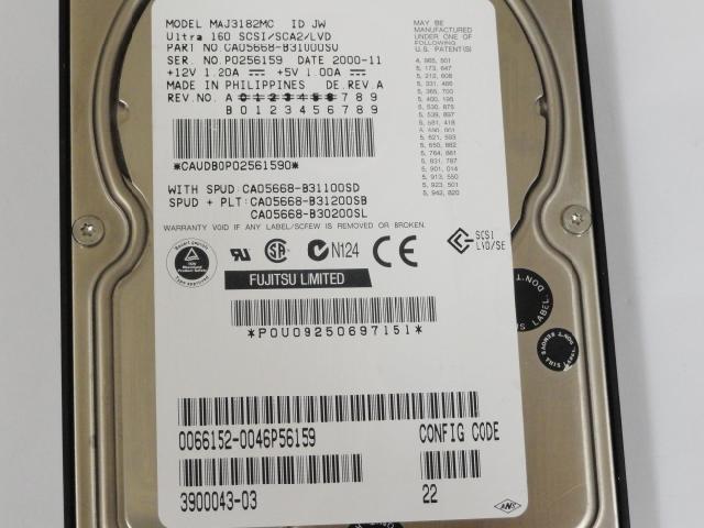 PR12084_CA05668-B31000SU_Fujitsu SUN 18.2GB SCSI 80 Pin 10Krpm 3.5in HDD - Image2