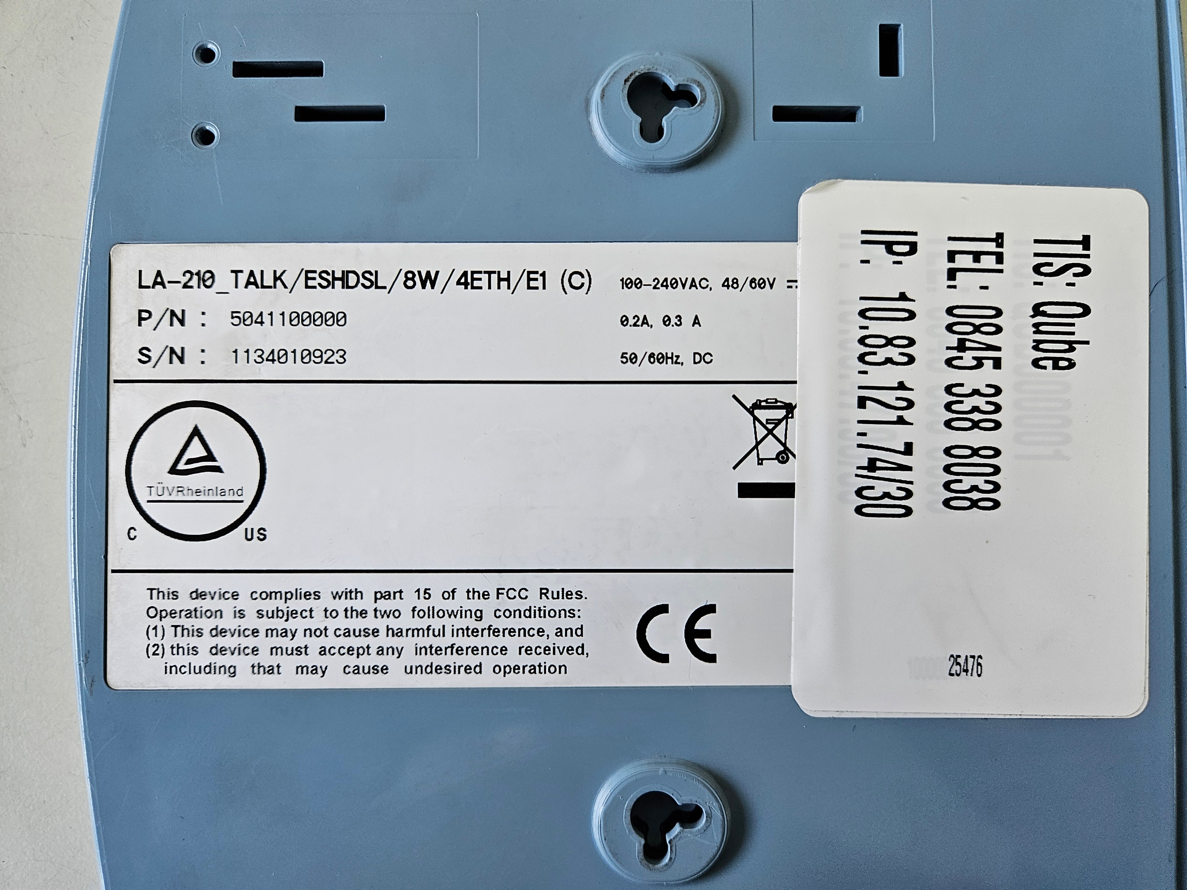 RAD Network Termination Unit NO PSU ( LA-210 LA-210_TALK/ESHDSL/8W/4ETH/E1 (C) 5041100000 ) USED