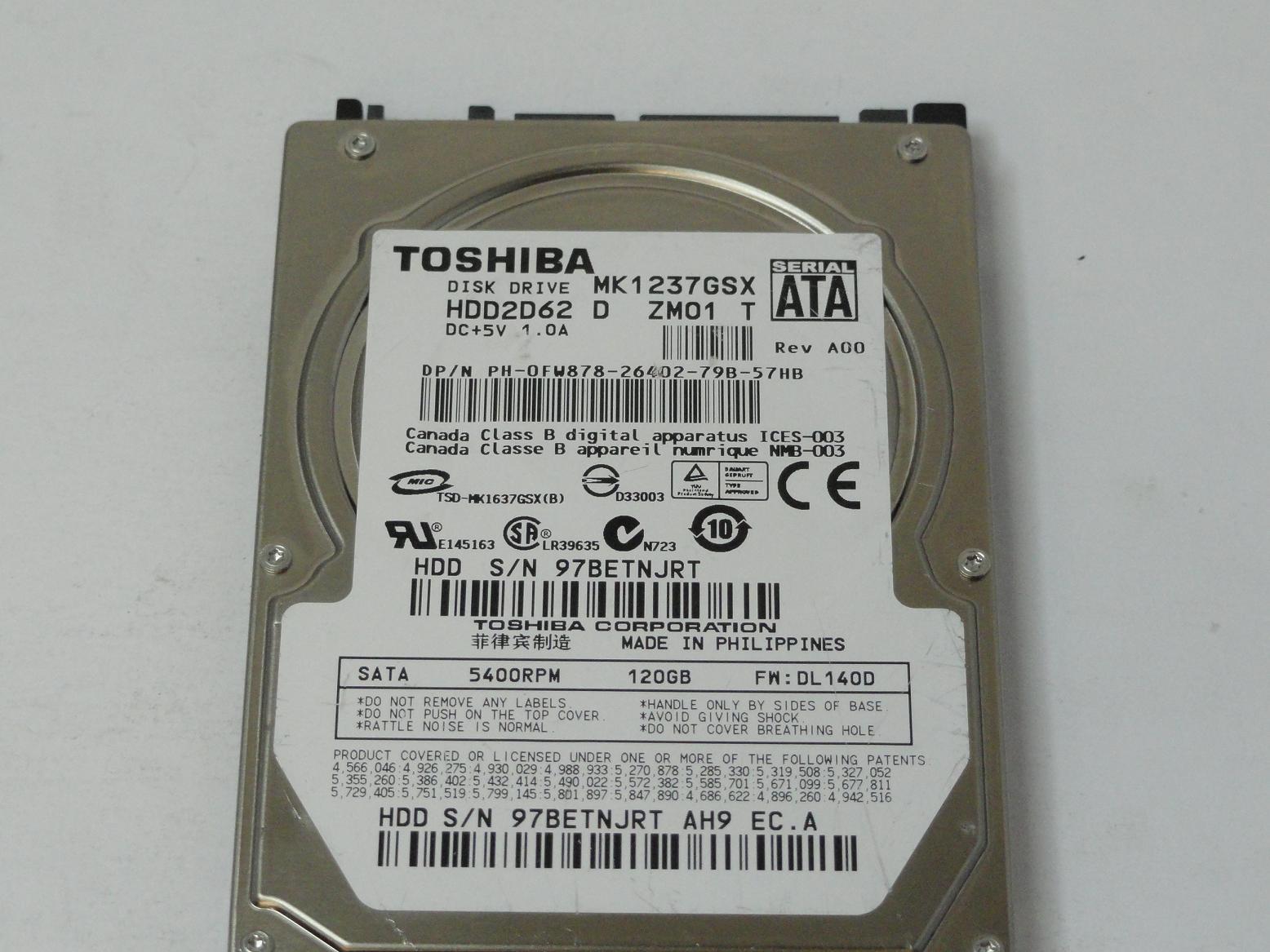 PR14930_MK1237GSX_Toshiba Dell 120GB SATA 5400rpm 2.5in HDD - Image3