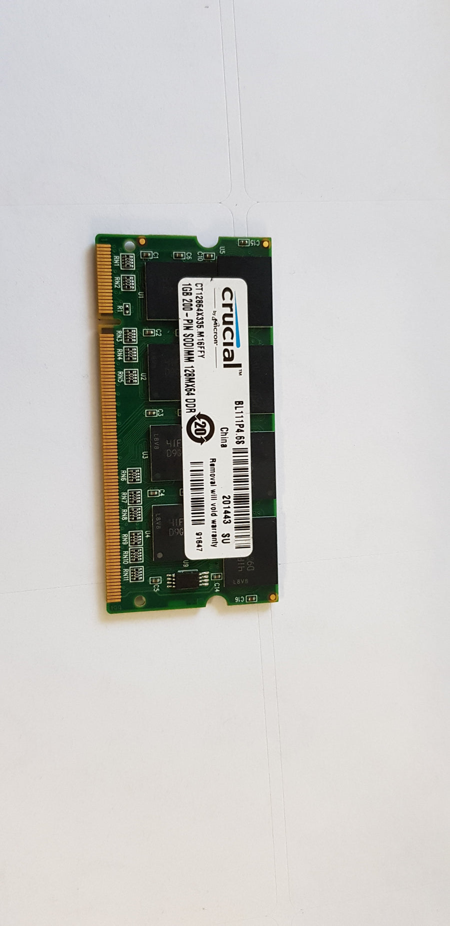 Crucial 1GB 200Pin SODIMM 128MX64 DDR (CT12864X335.M16FFY)