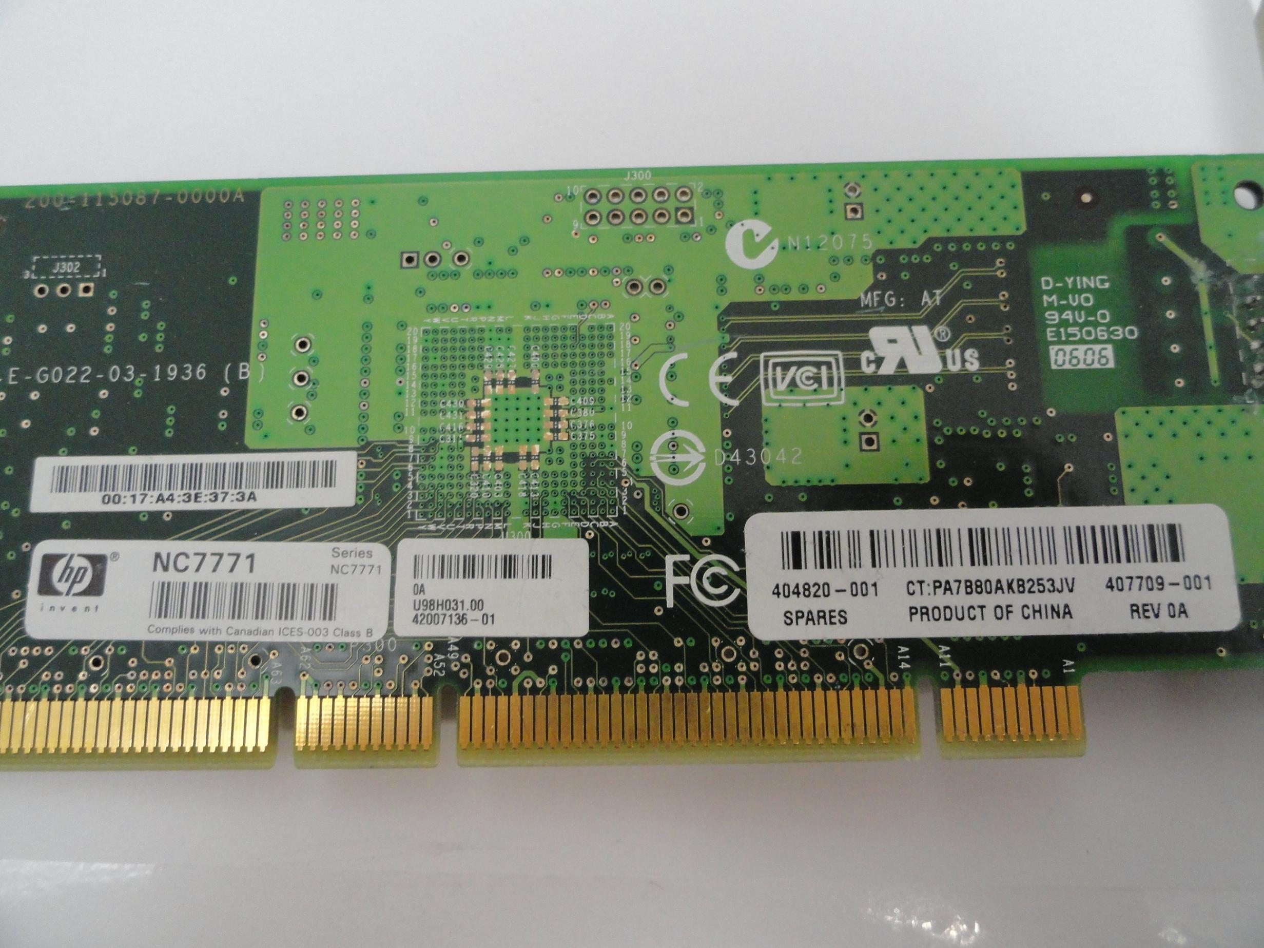 404820-001 - HP 10/100/1000 UTP Ethernet GBIT PCI-133 NIC Adapter - Refurbished