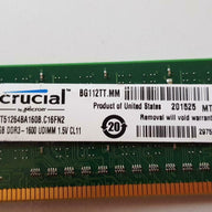 Crucial 4GB PC3-12800 DDR3-1600MHz non-ECC Unbuffered CL11 240-Pin DIMM ( CT51264BA160B.C16FN2 ) REF