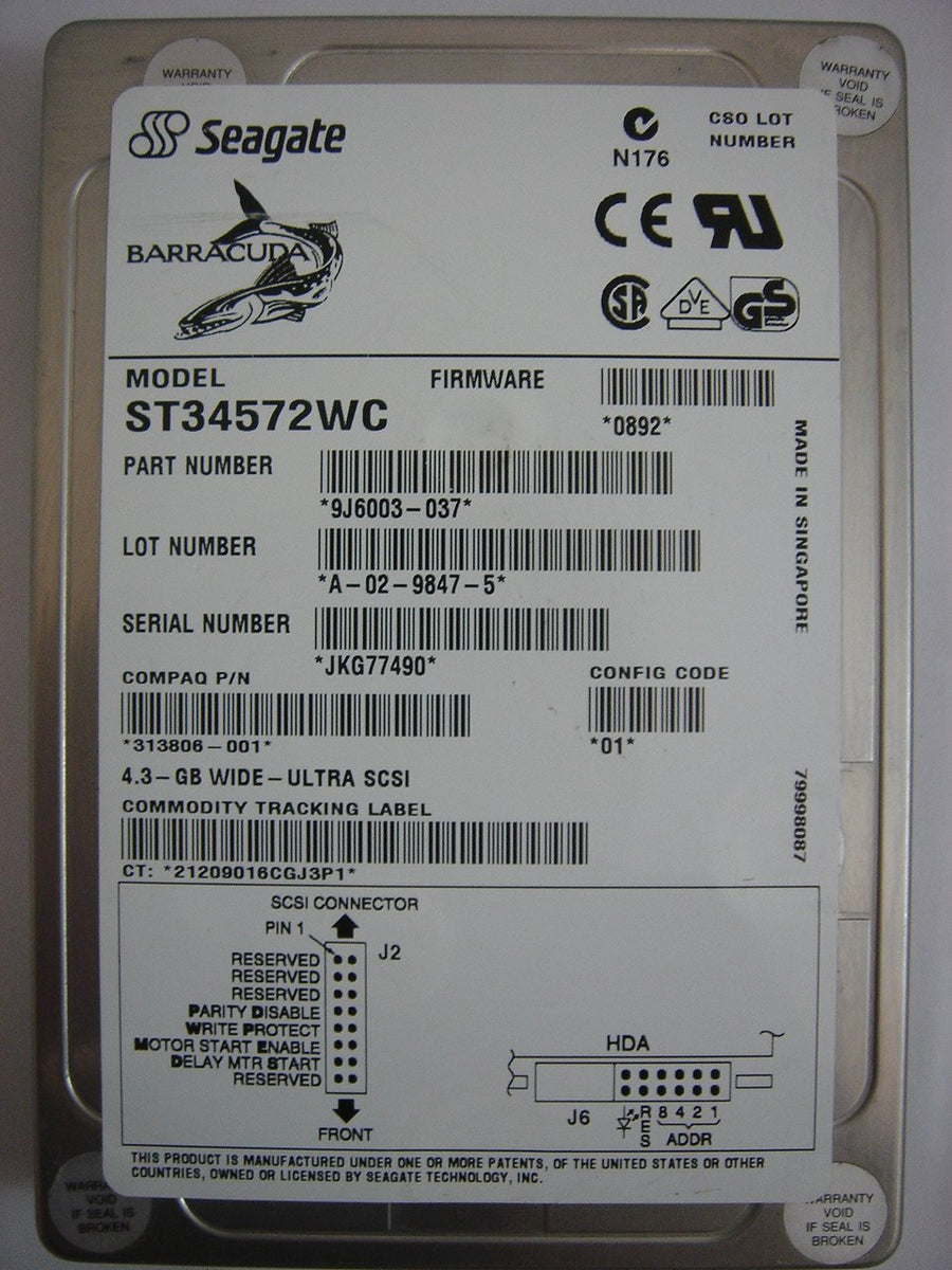9J6003-037 - Seagate Compaq 4.5GB SCSI 80 Pin 7200rpm 3.5in HDD - Refurbished