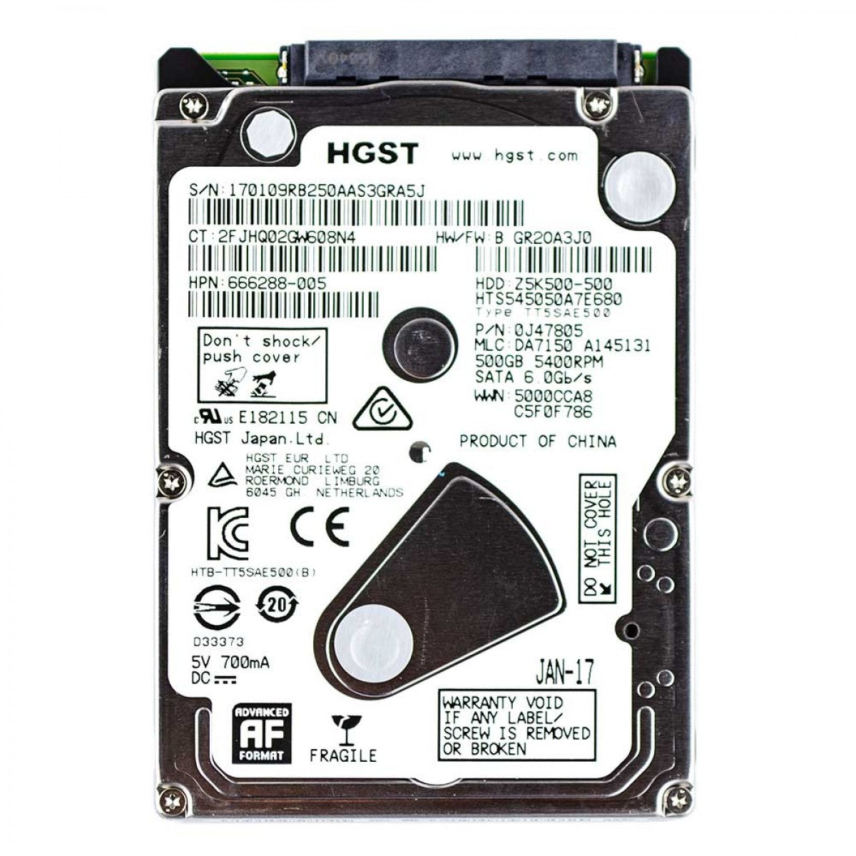Hitachi HP 500GB 5400RPM SATA 2.5in HDD ( 0J47805 HTS545050A7E680 666288-005 ) REF