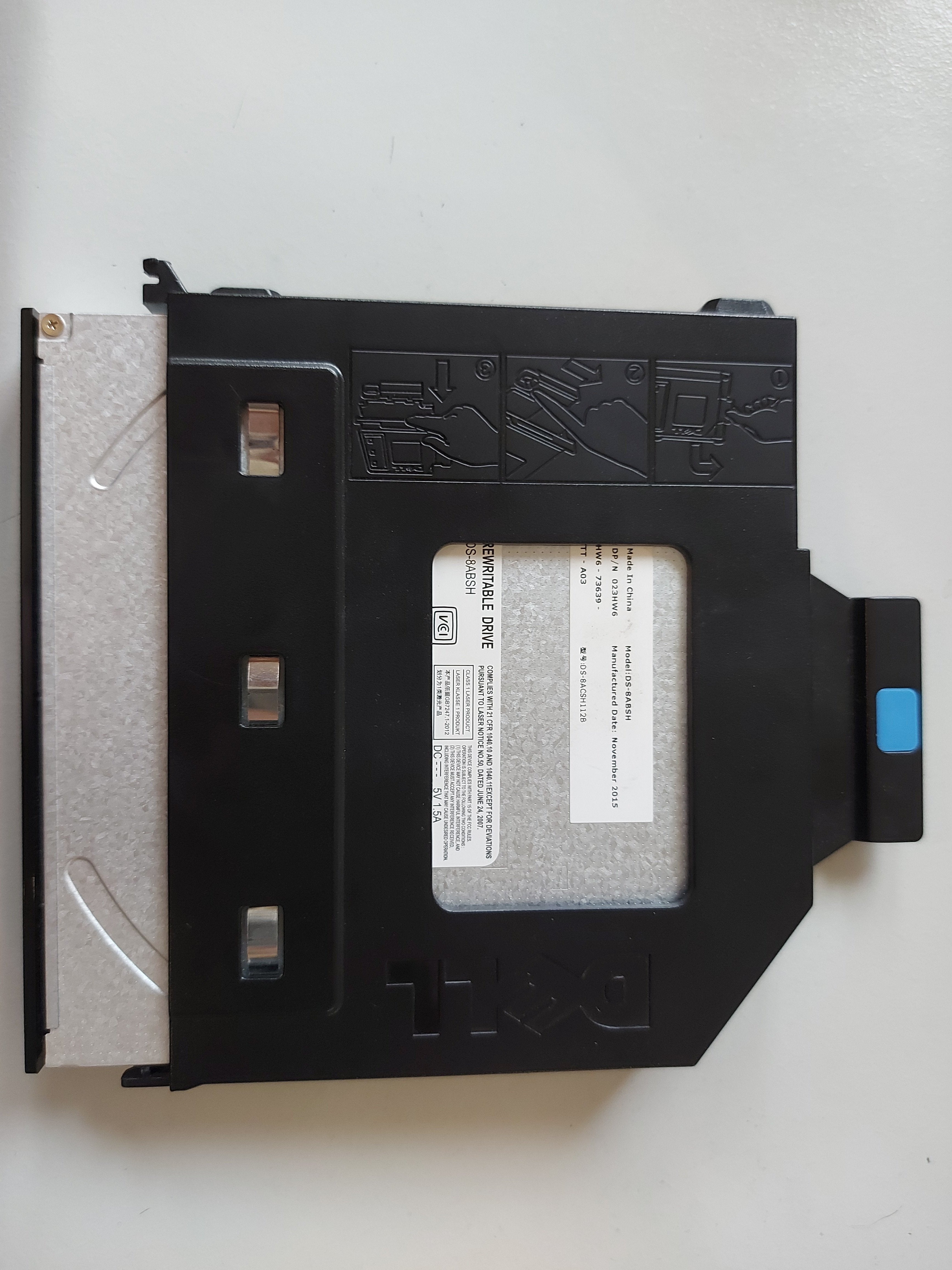 DELL DS-8ABSH Slimline CD/DVD-RW Optical Drive with Caddy (023HW6)
