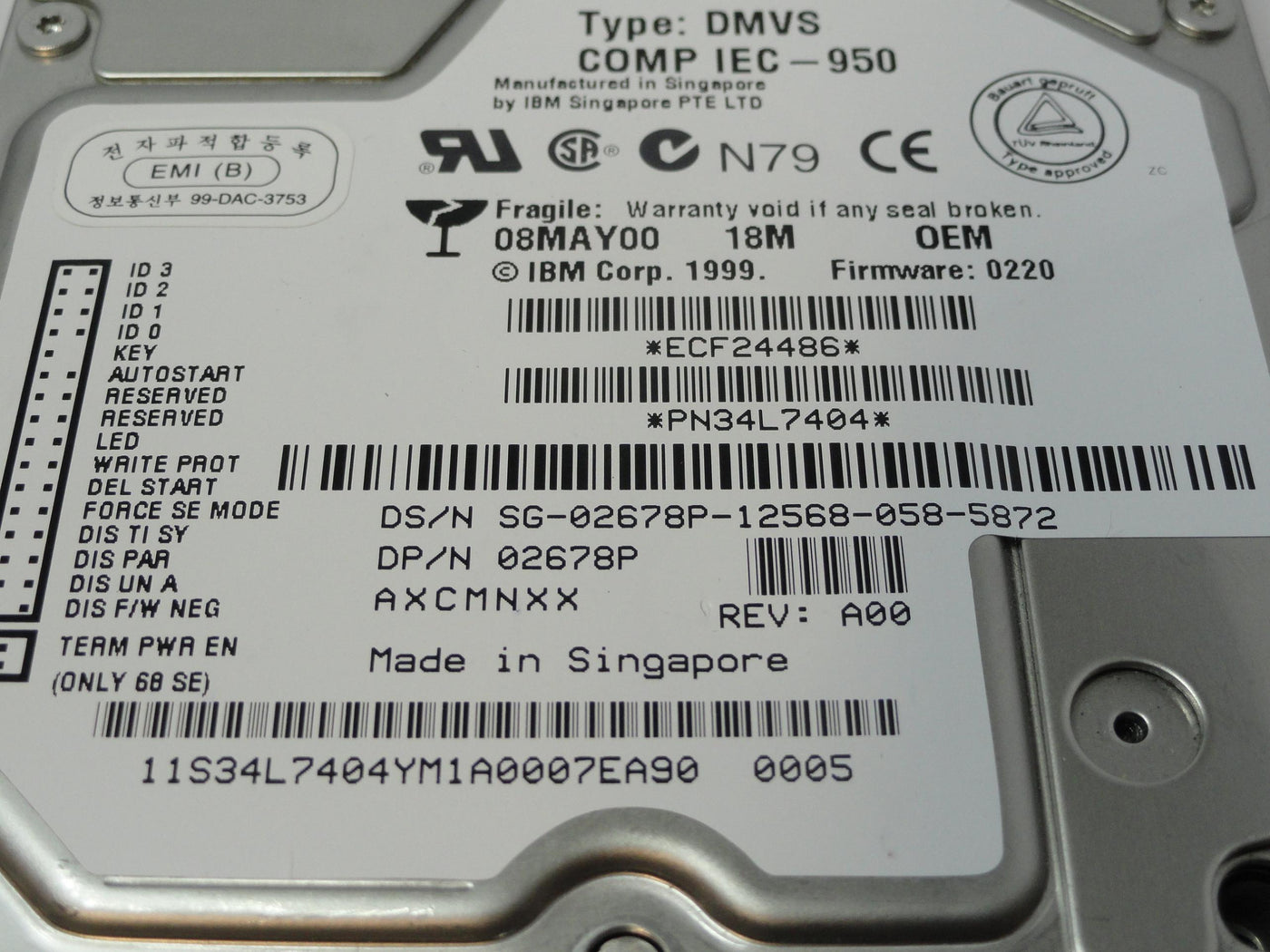 PR19763_ECF24486_IBM Dell 18.4Gb SCSI 80 Pin 10Krpm 3.5in HDD - Image2