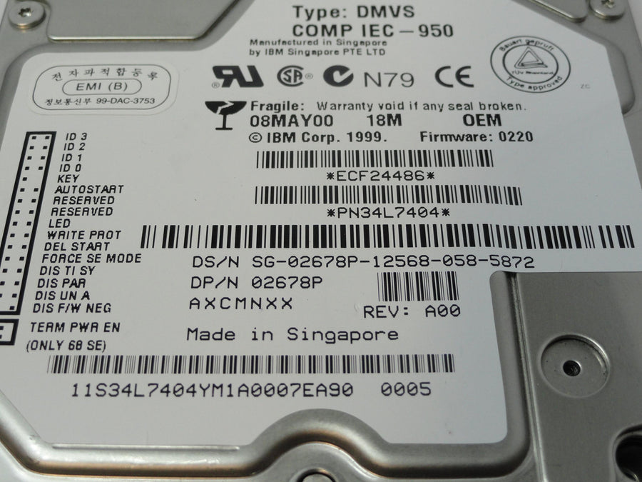 PR19763_ECF24486_IBM Dell 18.4Gb SCSI 80 Pin 10Krpm 3.5in HDD - Image2