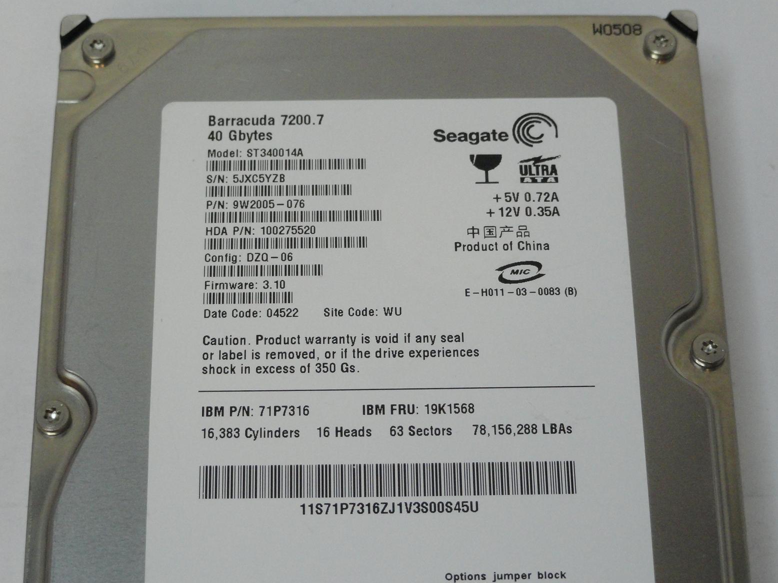 PR15474_9W2005-076_Seagate IBM 40Gb IDE 7200rpm 3.5in HDD - Image3