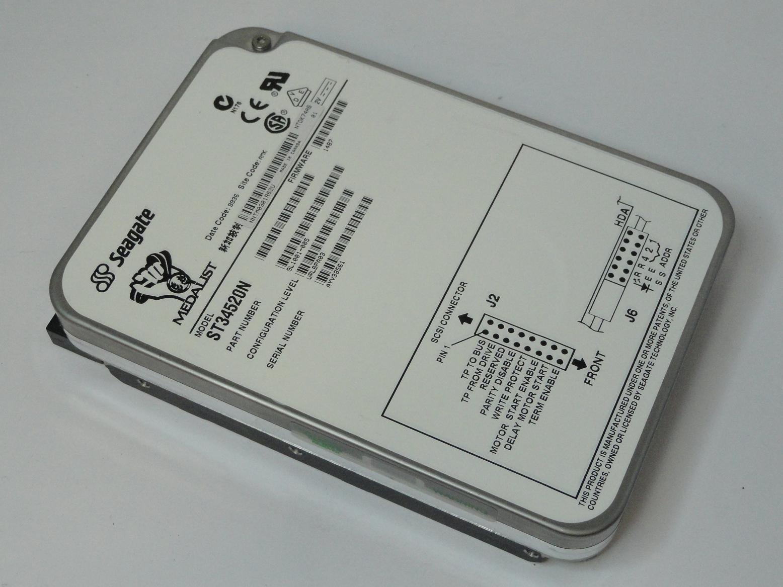 Seagate 4.5GB SCSI 50 Pin 7200rpm 3.5in HDD ( 9L1001-005 ST34520N ) REF