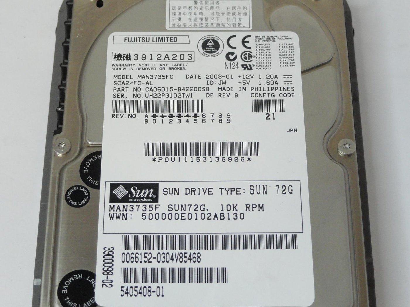 PR03655_CA06015-B42200SB_Fujitsu Sun 72GB Fibre Channel 10Krpm 3.5in HDD - Image4