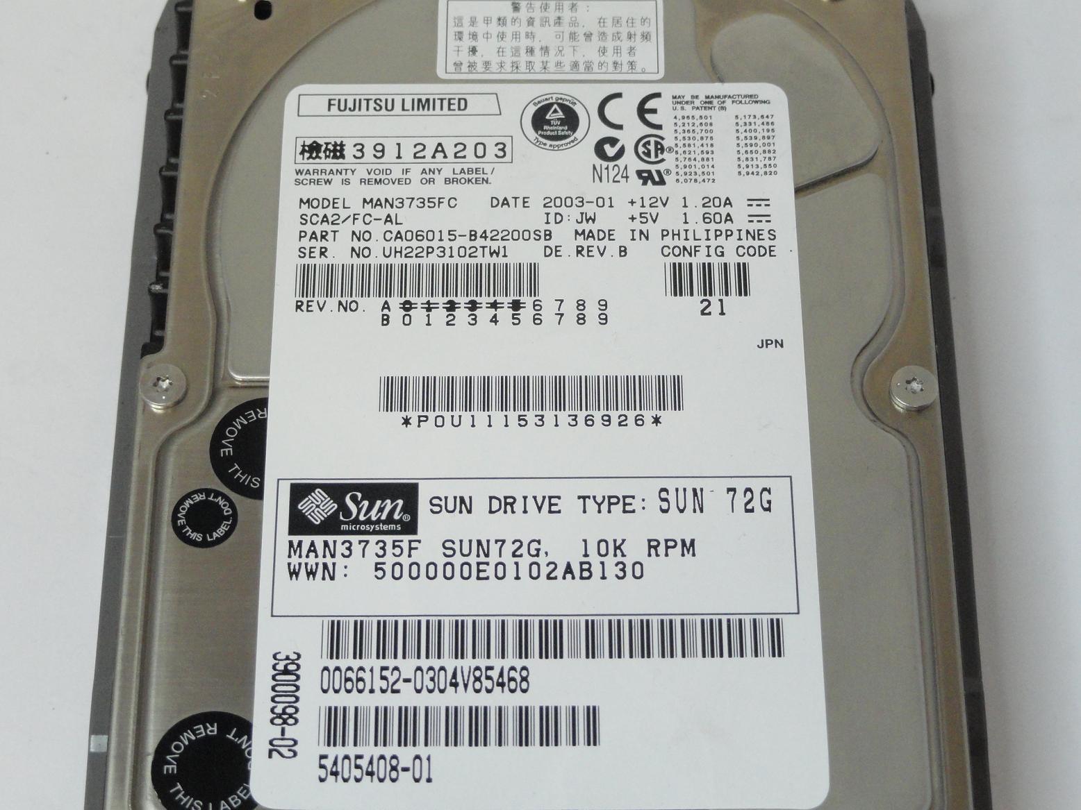 PR03655_CA06015-B42200SB_Fujitsu Sun 72GB Fibre Channel 10Krpm 3.5in HDD - Image4