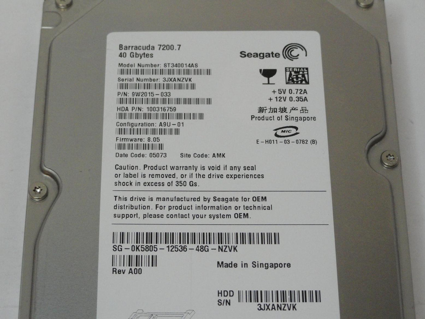 PR23249_9W2015-033_Seagate Dell 40GB SATA 7200rpm 3.5in HDD - Image3