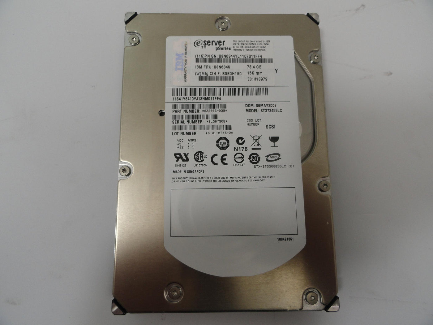 41Y8410 - IBM/Seagate 73Gb 15Krpm 3.5" SCSI 80Pin HDD - Refurbished