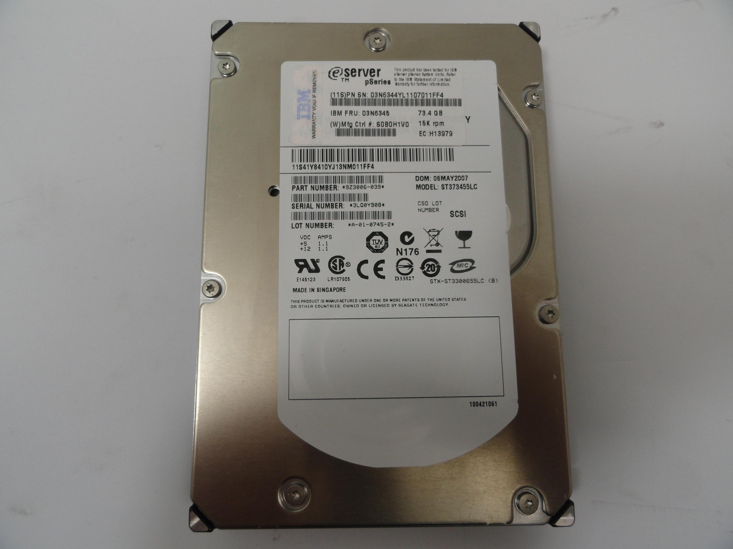 41Y8410 - IBM/Seagate 73Gb 15Krpm 3.5" SCSI 80Pin HDD - Refurbished