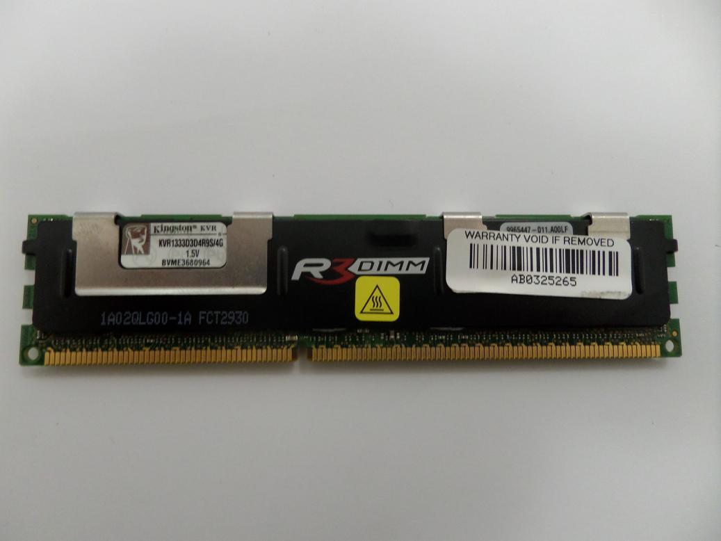 KVR1333D3D4R9S/4G - Kingston 4GB PC3-10600 DDR3-1333MHz ECC Reg CL9 240-Pin DIMM Dual Rank x4 Memory Module - Refurbished