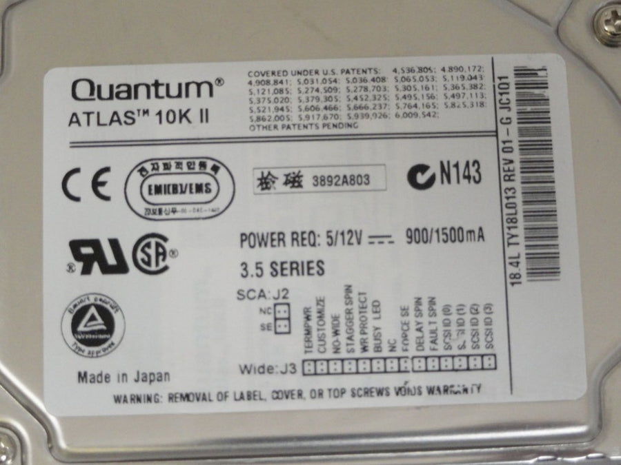 MC5850_TY18L013_Quantum 18GB SCSI 68pin 10Krpm 3.5in HDD - Image2