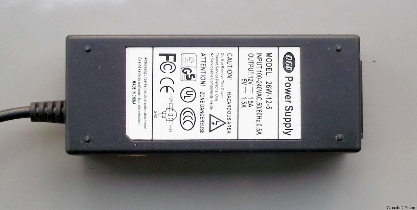 DGD Power supply - Input 100-240VAC.50/60HZ.0.5A (26W-5-12 26W512 USED)