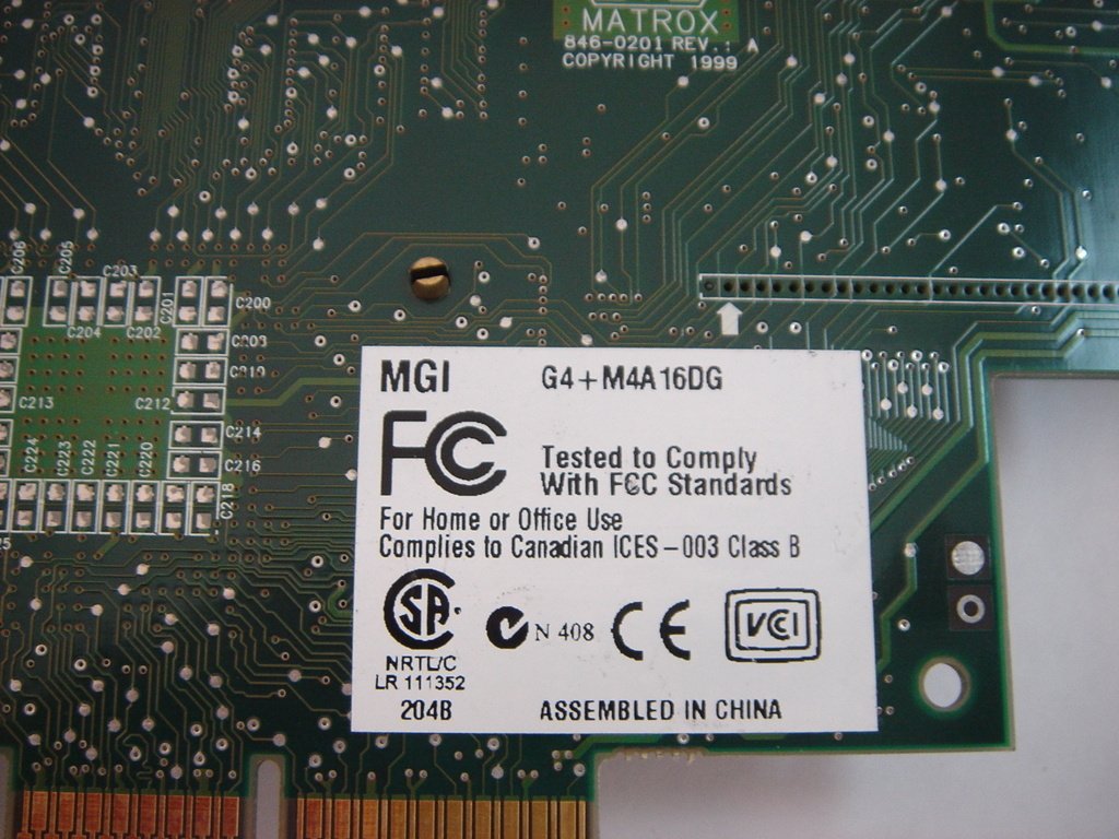 846-0201 - Matrox Millenium Reva Video Card MGI G4+M4A16DG 846-0201 - Refurbished