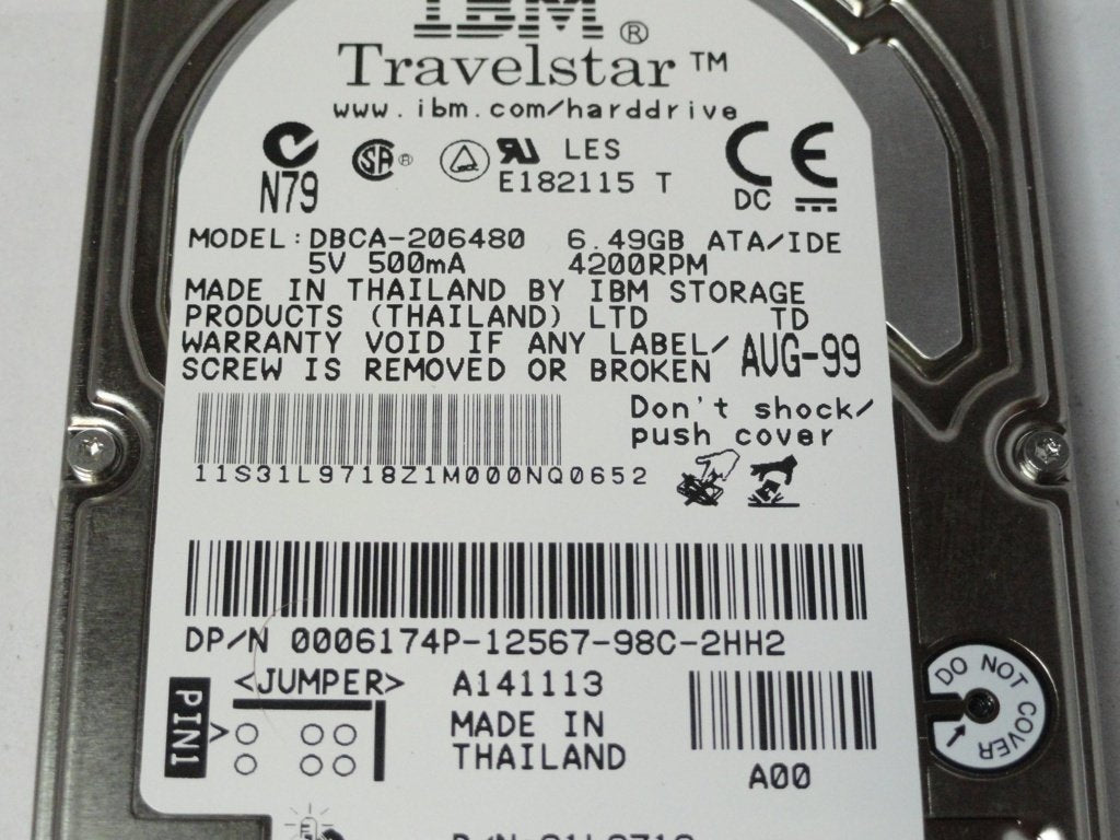 IBM Dell 6.4Gb IDE 4200rpm 2.5in HDD ( 31L9718 DBCA-206480 6174P 0006174P ) REF