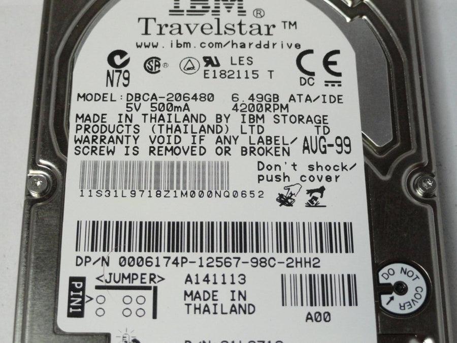 IBM Dell 6.4Gb IDE 4200rpm 2.5in HDD ( 31L9718 DBCA-206480 6174P 0006174P ) REF