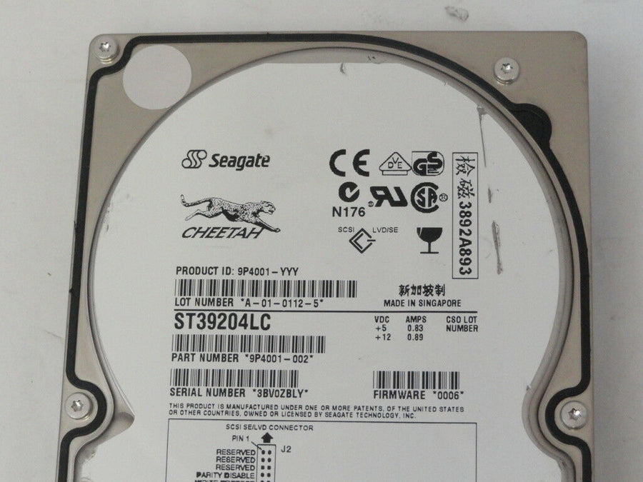 SUN Seagate 9GB SCSI 80pin 3.5in HDD ( ST39204LC 9P4001-037 390-0037-03 ) REF