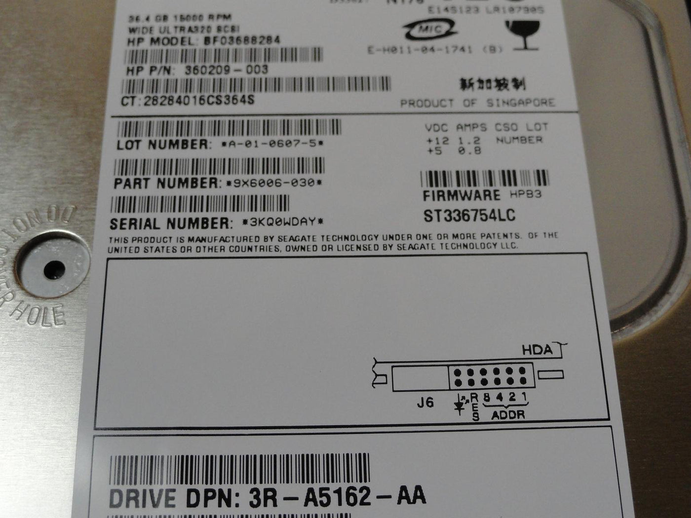 PR13164_9X6006-030_Seagate HP 36.4GB SCSI 80 Pin 15Krpm 3.5in HDD - Image4