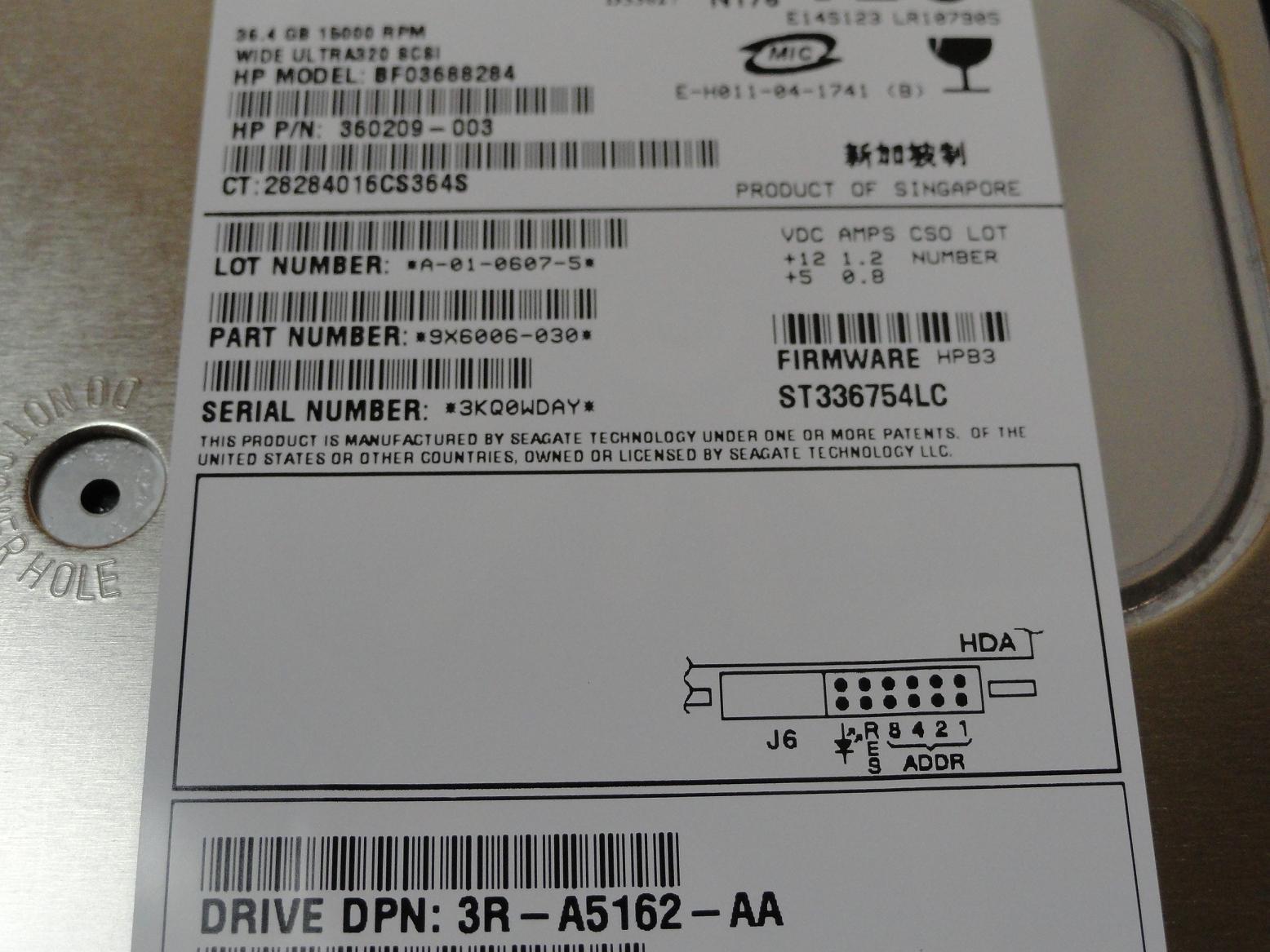 PR13164_9X6006-030_Seagate HP 36.4GB SCSI 80 Pin 15Krpm 3.5in HDD - Image4