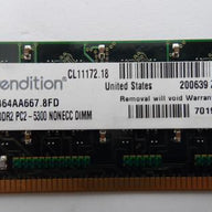 RM6464AA667.8FD - Rendition 512MB PC2-5300 non-ECC Unbuffered CL5 240-Pin DIMM - Refurbished
