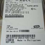 PR22706_CA06350-B10300DL_Fujitsu Dell 73GB SCSI 80 Pin 10Krpm 3.5in HDD - Image2
