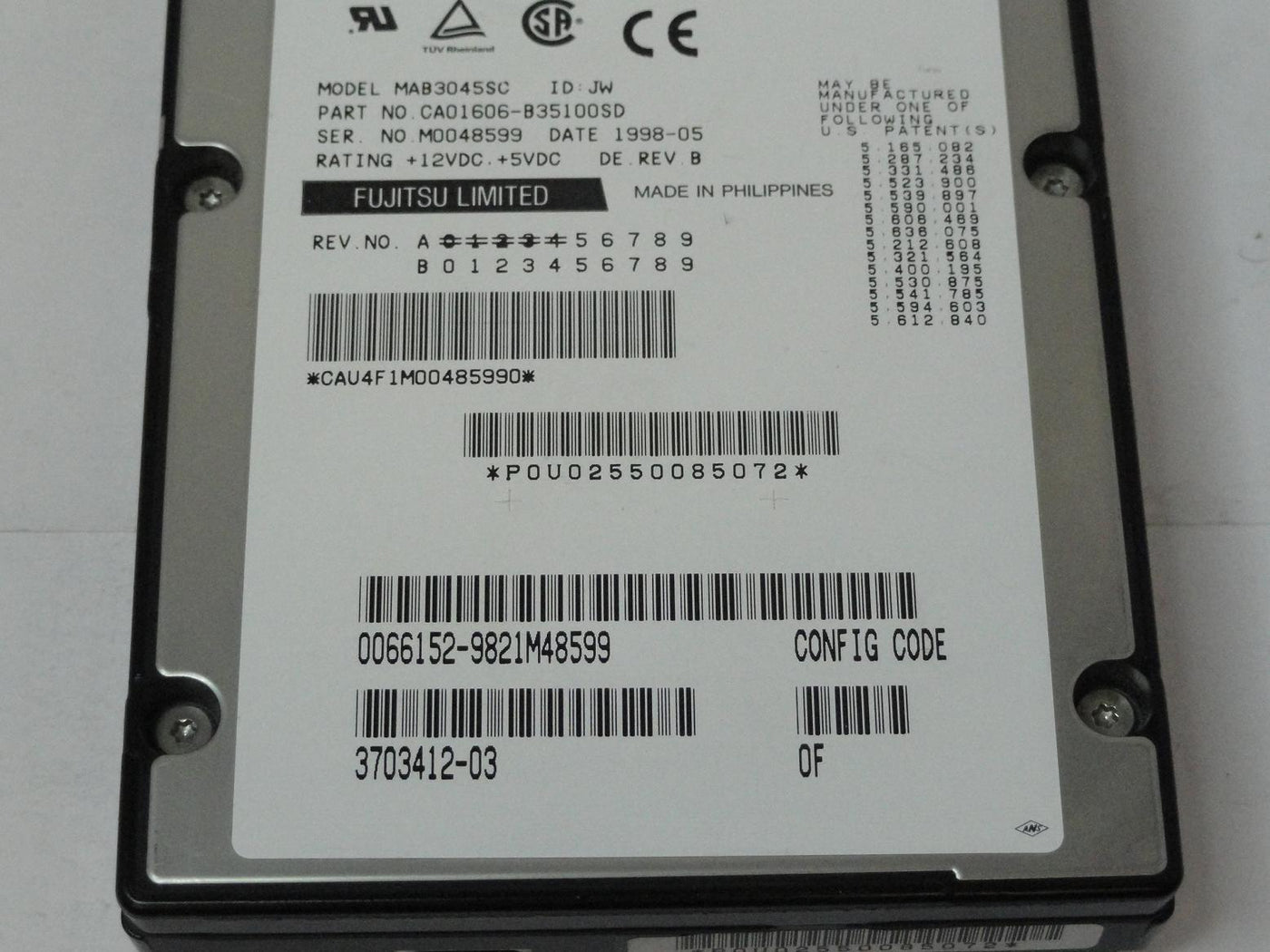 PR04436_CA01606-B35100SD_Fujitsu Sun 4.3GB SCSI 80 pin 7200rpm 3.5in HDD - Image3