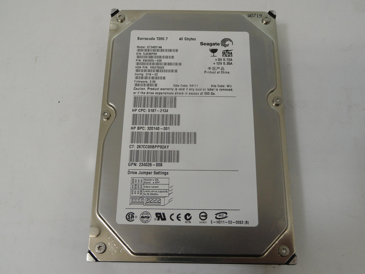 9W2005-030 - Seagate HP 40Gb IDE 3.5" 7200.7Rpm HDD - Refurbished