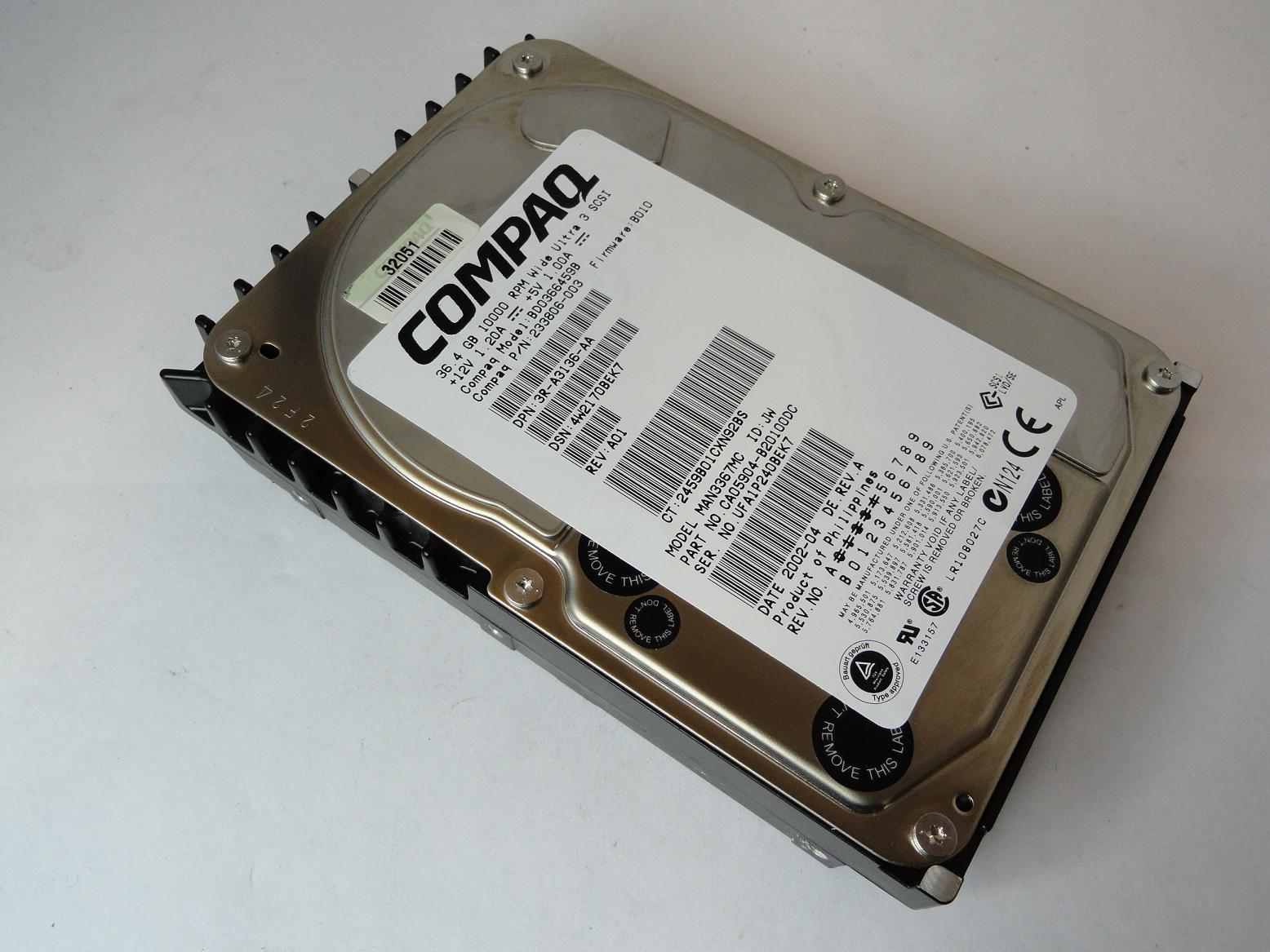 CA05904-B20100DC - Fujitsu Compaq 36Gb SCSI 80 Pin 10Krpm 3.5in HDD - Refurbished